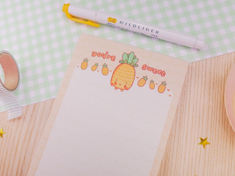 kawaii pineapple cute notepad pastel a6 stationery notepad etsy