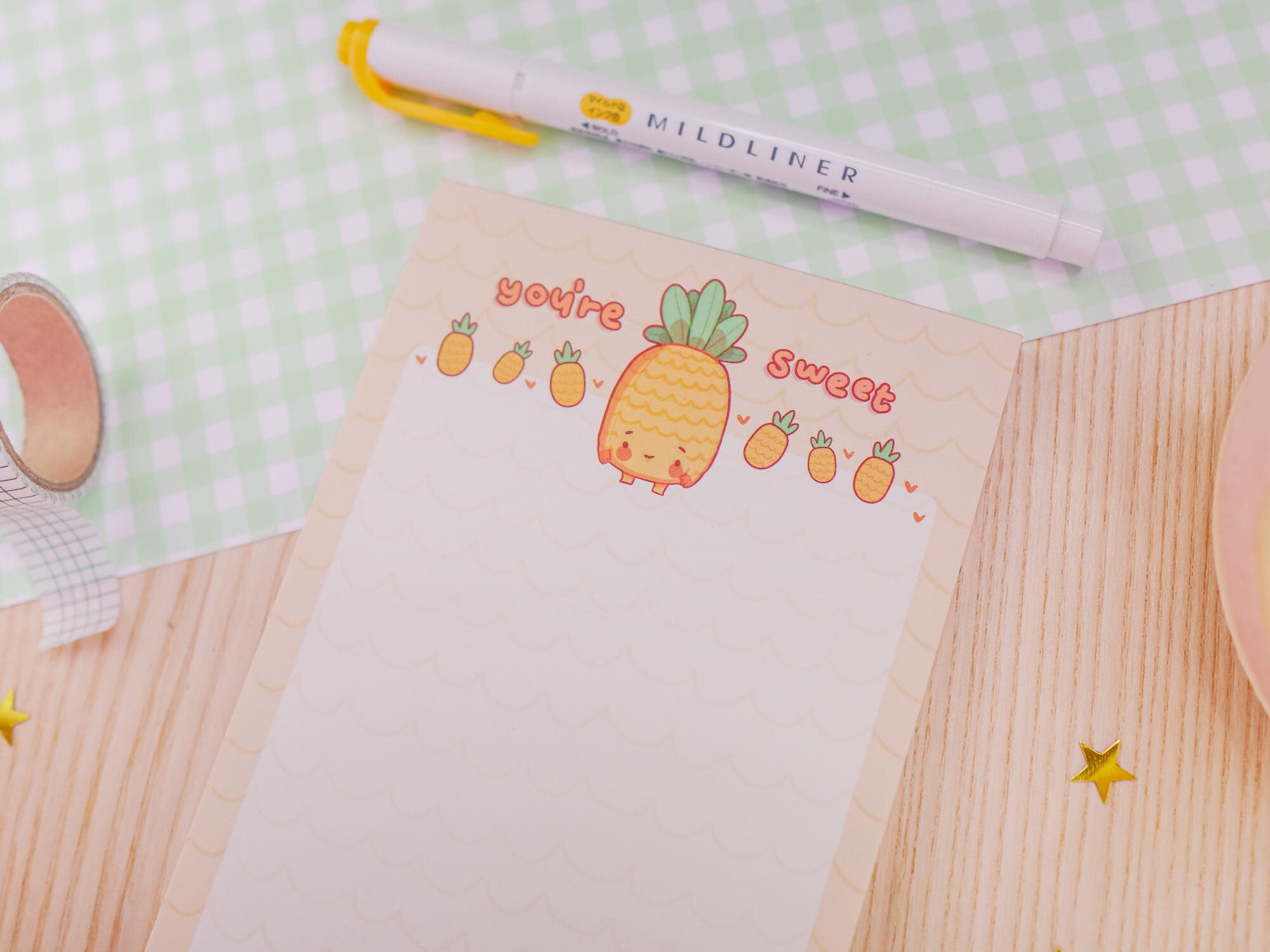 Kawaii Pineapple Cute Notepad Pastel A6 Stationery Notepad Etsy UK