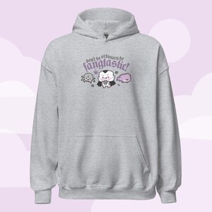 Kawaii Gothic Halloween Hoodie: "Be Fangtastic" Gildan Sweatshirt Sport Grey