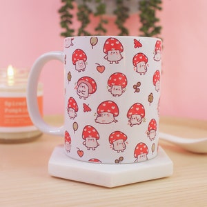 Shroomie Mushroom Magical Handprinted Mug ~ Kawaii Mugs ~Cute Ceramics ~ Adorable ceramics ~ Cute Ceramic Mugs ~ Cute Mushroom Whimsical Mug