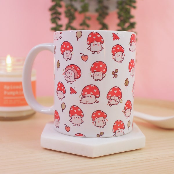 Shroomie Mushroom Magical Handprinted Mug ~ Kawaii Mugs ~Cute Ceramics ~ Adorable ceramics ~ Cute Ceramic Mugs ~ Cute Mushroom Whimsical Mug