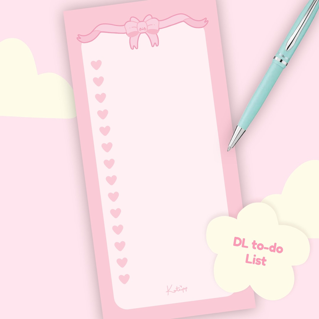 Pink Coquette Bow To-do List | Kawaii DL Planner Pad for Cute Stationery Lovers | Daily Task Organisation - Etsy UK