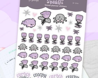Halloween Sticker Sheet | Bat Spider Gothic Planner Stickers