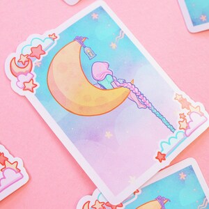 Magic Girl & Moon Die Cut Sticker - Katnipp Illustrations