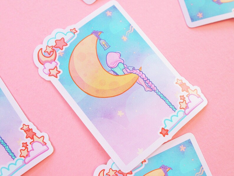 Magic Girl & Moon Die Cut Sticker - Katnipp Illustrations