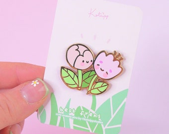 Tulp & Peony Emaille Pin - Beste Vrienden Emaille Pin - Schattige Tulip Emaille Pin - Bloem Pin - Schattige Emaille Revers Pin - Katnipp Kawaii Pins Geschenken