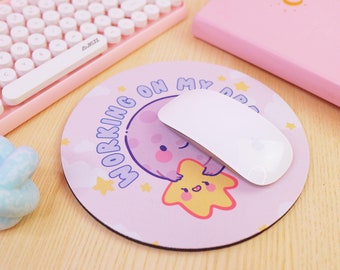 Cute Celestial Mouse Pad - Motivational Moon & Star Design for Working on Dreams