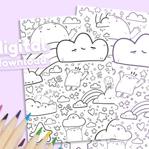 Marshies Dream Kawaii Colouring Page Digital Download | Colouring Sheet | Printable  Colouring Page,  Print at Home | Katnipp Colouring Book