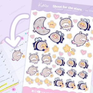 Bumblebutt & Marshie Celestial magic Planner Stickers ~ Emoji Bujo Pastel Stickers - Kawaii Polco Deco Organisation Stickers Cute Polco Deco