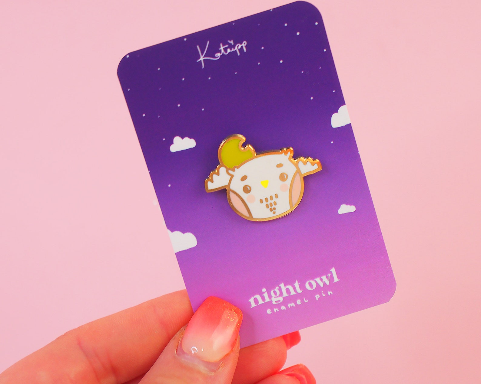 Night Owl Enamel Pin Kawaii Pins Kawaii Enamel Pins Cute Etsy