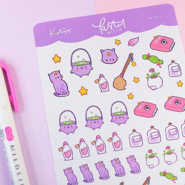 The Pastel Witch Planner Stickers - Pagan - Witch - Stickers - Sheet - Planner Stickers - Witch Life - Witch stickers ~ Pastel Goth