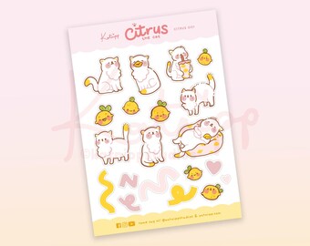 Hoja de pegatinas de gato limón / Pegatinas decorativas para agenda/diario