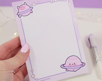 Pocket Planets: Saturn's Adventure Kawaii Space A6 Notepad