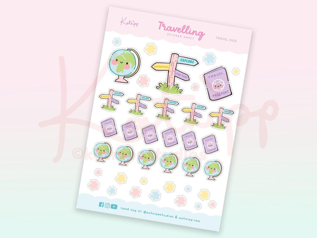 Travel Planner Sticker Sheet | Kawaii Holiday Journal Stickers - Etsy