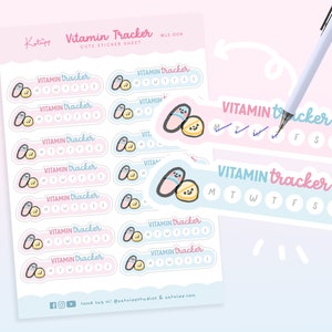 14 Weeks Vitamin Medicine Tracker Sticker Sheet ~ Weekly Vitamin Medicine Tracker Planner Stickers ~ Bariatric Stickers ~ Vitamin Stickers