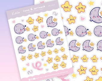 Kawaii Moon and Stars Emoji Bujo Pastel Planner Stickers | Cute ...