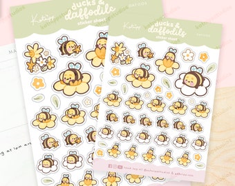 Spring Ducks & Daffodils | Spring Flower A6 Sticker Sheet | DAF003