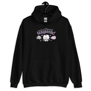 Kawaii Gothic Halloween Hoodie: "Be Fangtastic" Gildan Sweatshirt Black