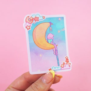 Magic Girl & Moon Die Cut Sticker - Katnipp Illustrations