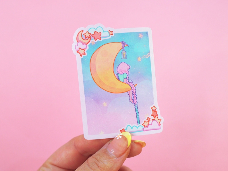 Magic Girl & Moon Die Cut Sticker - Katnipp Illustrations