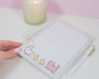 Spring Ducks & Daffodils: A5 Kawaii Lined Letter Paper Notepad - Floral Spring Stationery