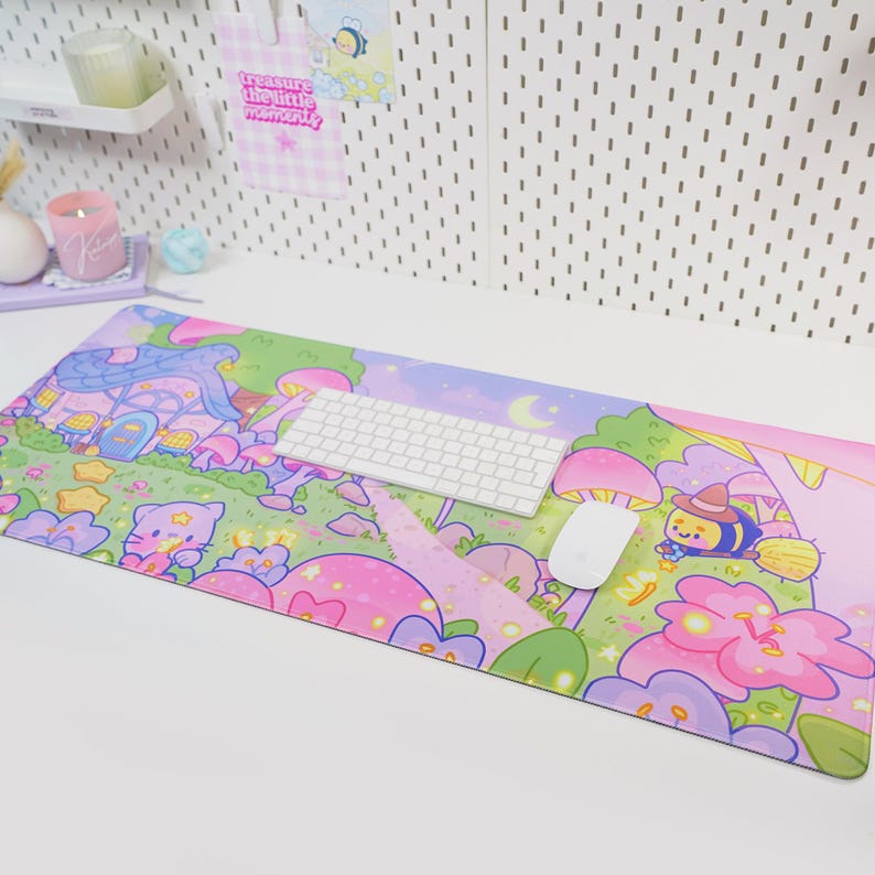 XL Kawaii Pastel Witch Mouse Pad Halloween Gaming Desk Decor Cute