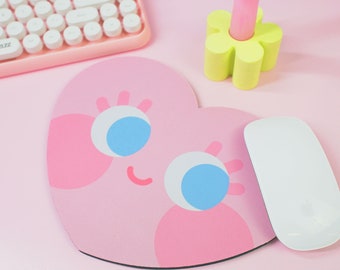 Pastel Pink Chubby Heart Colourful Mousemat ~ Pastel Danish Aesthetic Home Accesories Mouse Pad ~ Pastel Desk Accessories ~ Mouse pad