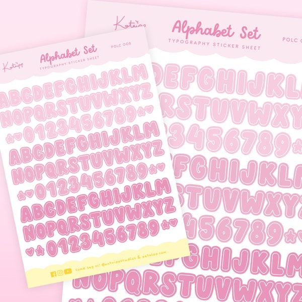 Ensemble d'alphabets roses sans contour Polco Deco Planner Stickers ~ Stickers déco pour agendas, Bujos & Polco Deco ~ Sticker scrapbooking pastel