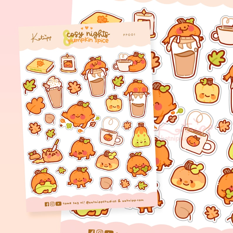 Kawaii Autumn Planner Stickers | Cute Pumpkin Spice & Fall Bujo Stickers | PP001 image 2