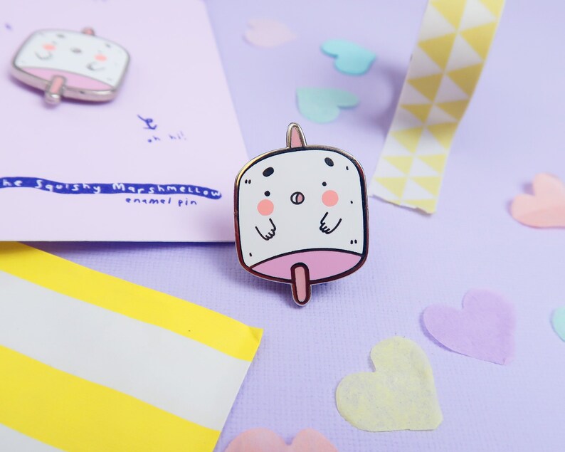 Kawaii Marshmellow Enamel Pin Cute Enamel Pins Kawaii Etsy Uk