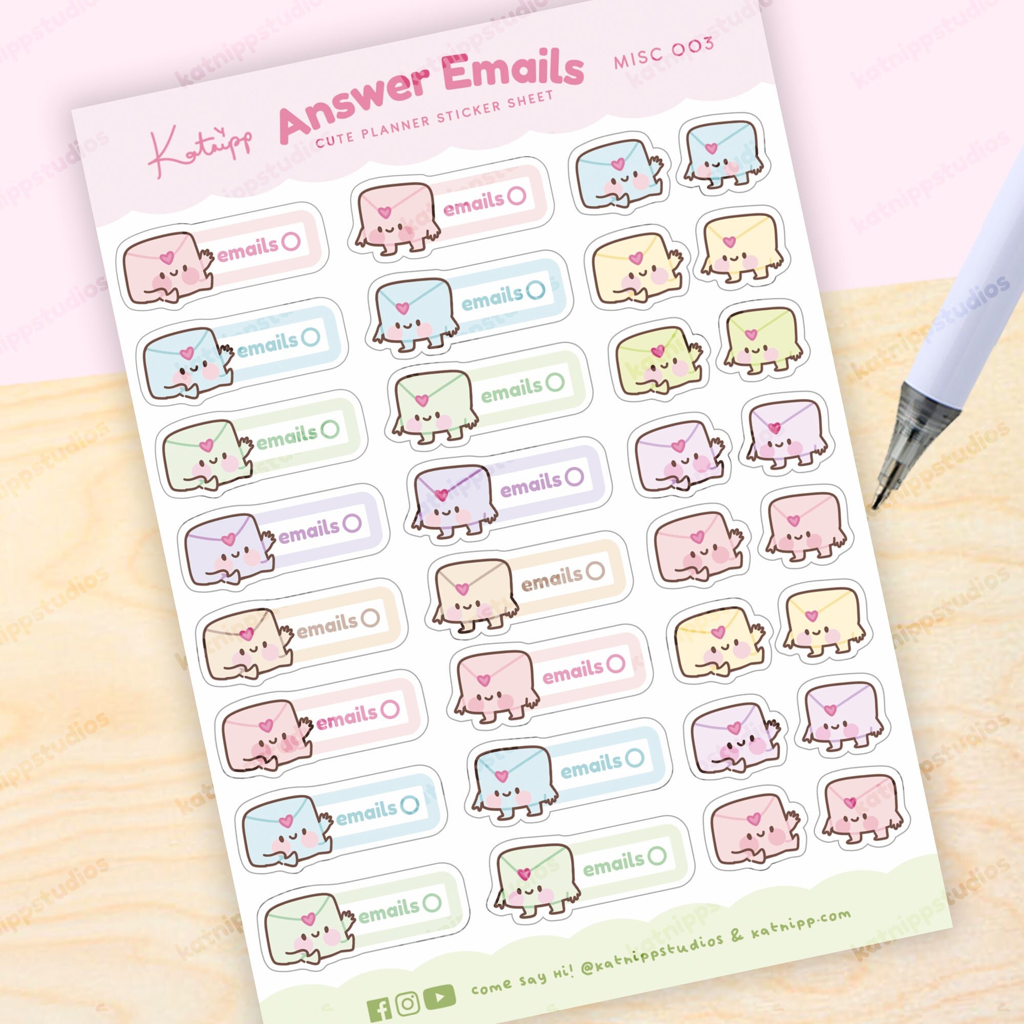 Regards Sticker Email Cute Email Answering Sticker Sheet | Productivity Essentials | MISC 003 ...