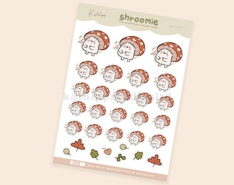 Cute Chubby Mushroom Emoji Planner Stickers | Autumn | Fall Stickers | Magical | Fantasy | Magical - Shroomie - Katnipp Planner Polco Deco