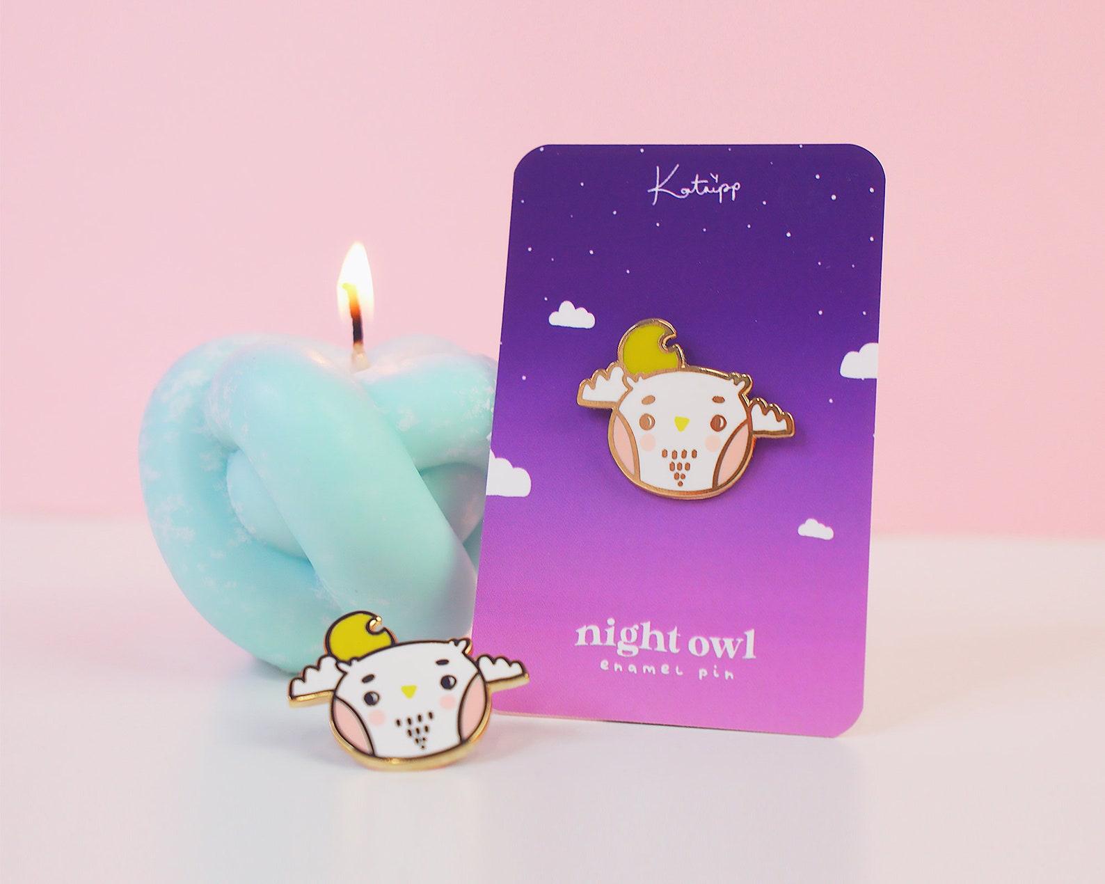 Night Owl Enamel Pin Kawaii Pins Kawaii Enamel Pins Cute Etsy