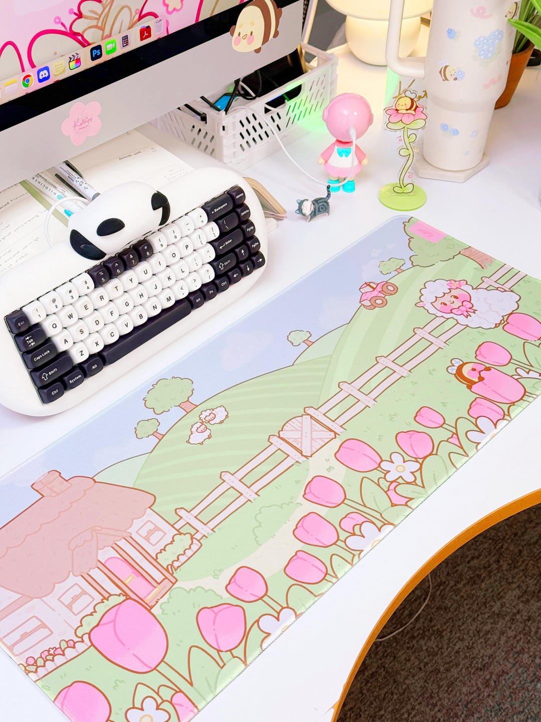 Sheep Desk Mat | Cottagecore Gaming Mouse Pad | Pastel Farm Desk Decor ...