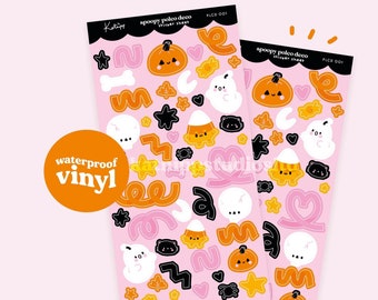 Waterproof Halloween Candy Polco Deco Vinyl Sticker Sheet ~ Kawaii Cute Halloween Stickers ~ Decorate Waterbottles, Laptops & More