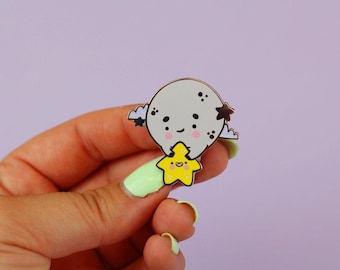 I Love you to the moon Cute Moon and Star Frens Pin  - Kawaii Night Sky Enamel Pin - Kawaii Enamel Pin Badges - Bag Accessories