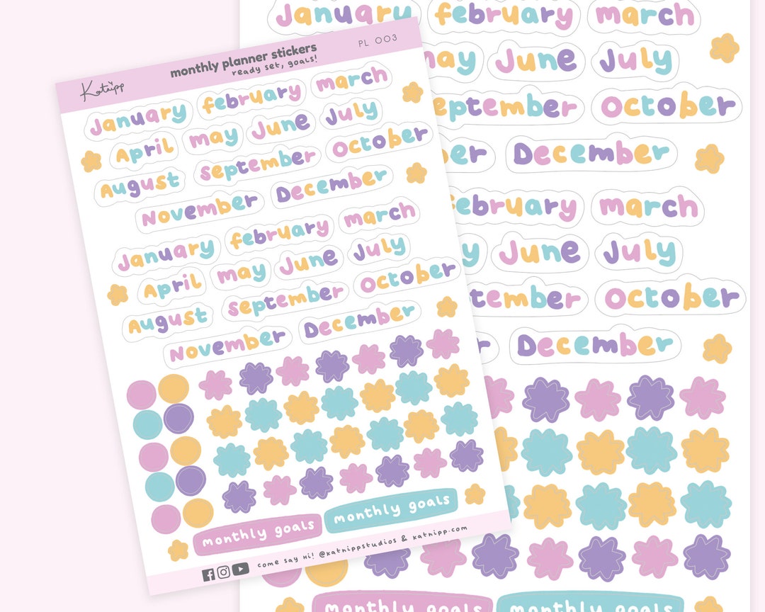 Pastel Planner Kit Months Yearly Planner Stickers Kawaii Pastel Planner