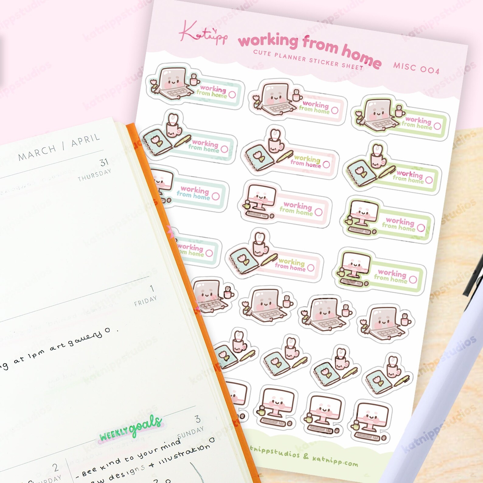 Cozy Working From Home Sticker Sheet | Remote Work Planner Stickers ...