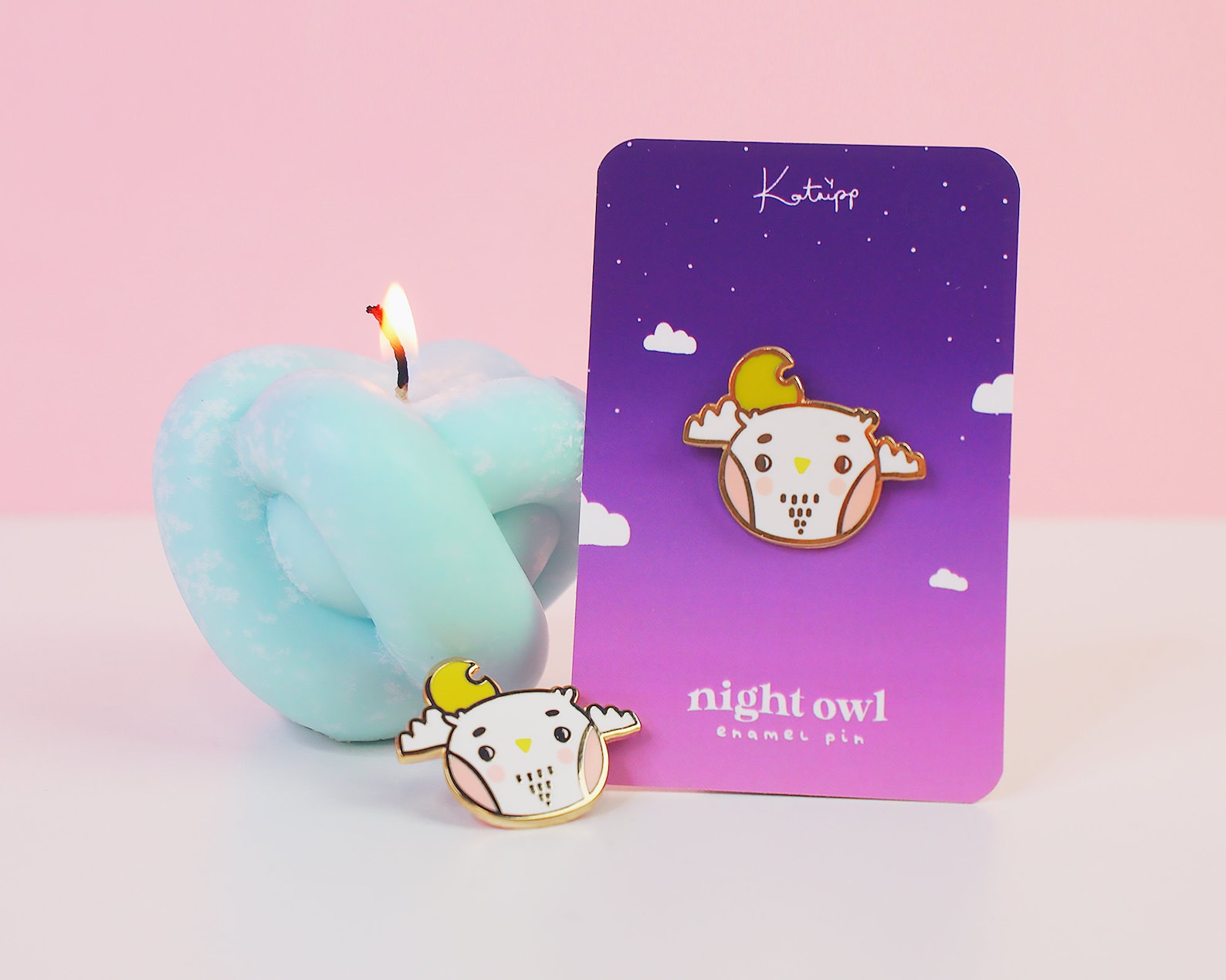 Night Owl Enamel Pin Kawaii Pins Kawaii Enamel Pins Cute Etsy