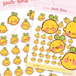 Kawaii Lemon Planner Stickers ~ Cheeky Lemon Boy Stickers ~ Cute Planner Stickers ~ Emoji Bullet Journal Lemon Stickers ~ Bujo Polco Deco