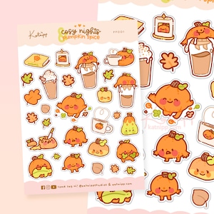 Mixed Autumn Stickers ~ Kawaii Fall Planner Stickers ~ Cute Pumpkin Stickers ~ Pumpkin Spice Sticker Sheet ~ Fall Bujo Planner Stickers