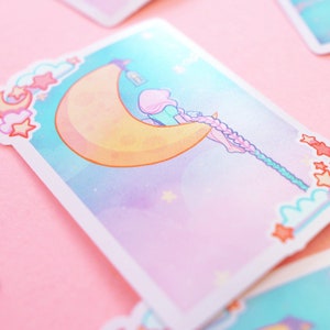 Magic Girl & Moon Die Cut Sticker - Katnipp Illustrations