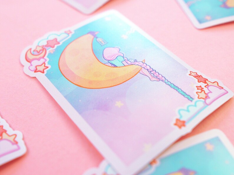 Magic Girl & Moon Die Cut Sticker - Katnipp Illustrations