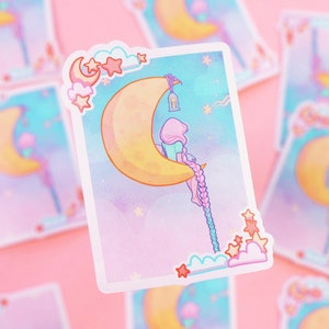 Magic Girl & Moon Die Cut Sticker - Katnipp Illustrations