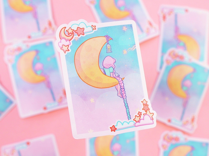 Magic Girl & Moon Die Cut Sticker - Katnipp Illustrations
