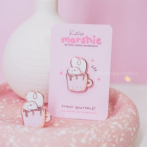 Cosy Hot Chocolate Marshmallow Enamel Pin - Rose Gold Enamel Pins - Winter Pins - Cosy - Hot Chocolate - Cute Pins - Enamel Pins