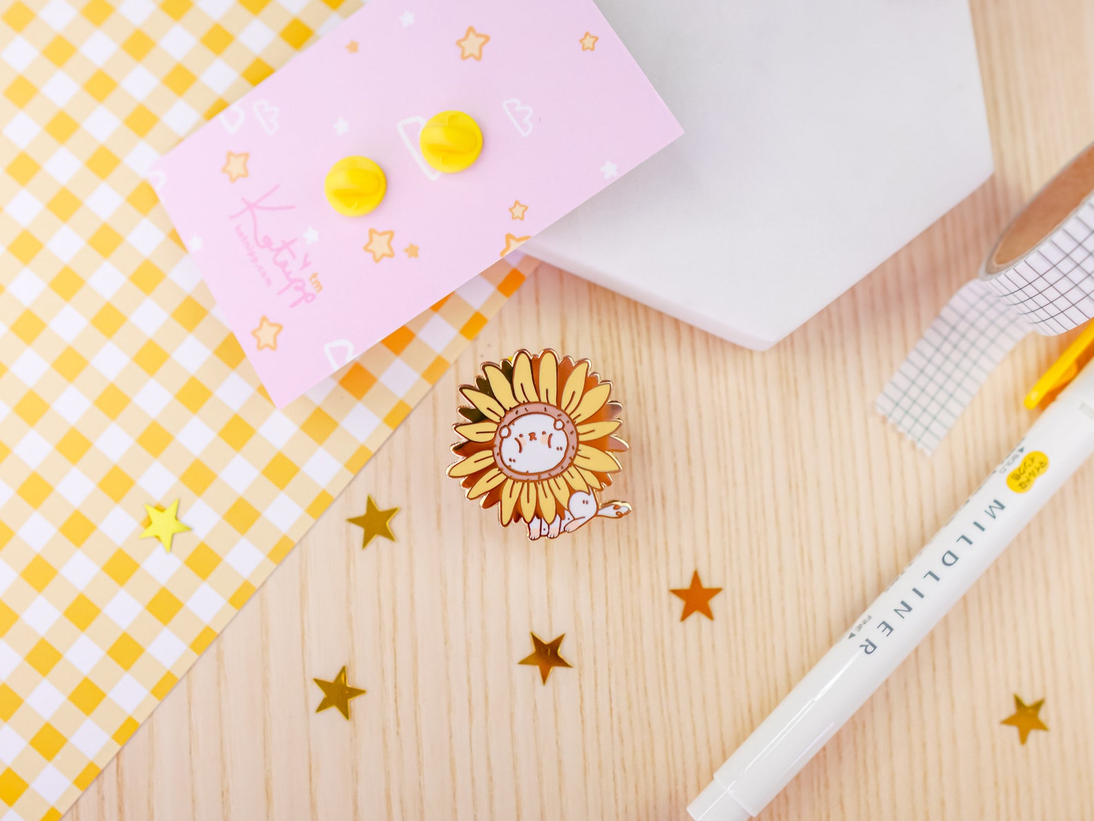 Puddin The Dog Sunflower Enamel Pin Kawaii Accessories Pin Etsy