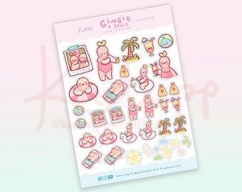 Kawaii Holiday Planner Stickers | Summer Travel Sticker Sheet