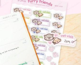 Kawaii Vet Appointment Planner Sticker Sheet - Furry Friends - MISC 007