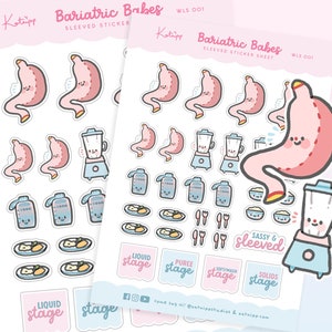 Cute Gastric Sleeve Planner Stickers ~ Weight Loss Surgery Planner Stickers ~ Bariatric Stickers ~ VSG Stickers Vertical Sleeve Gastrectomy